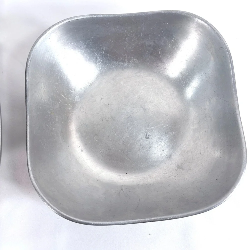 Wilton Armetale Serving Bowls Silver Pewter Finish Square Wavy Footed Set of 2